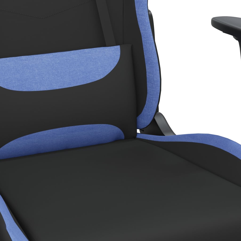 Chaise de jeu avec repose-pied Noir et bleu Tissu Chaises de jeux vidaXL   