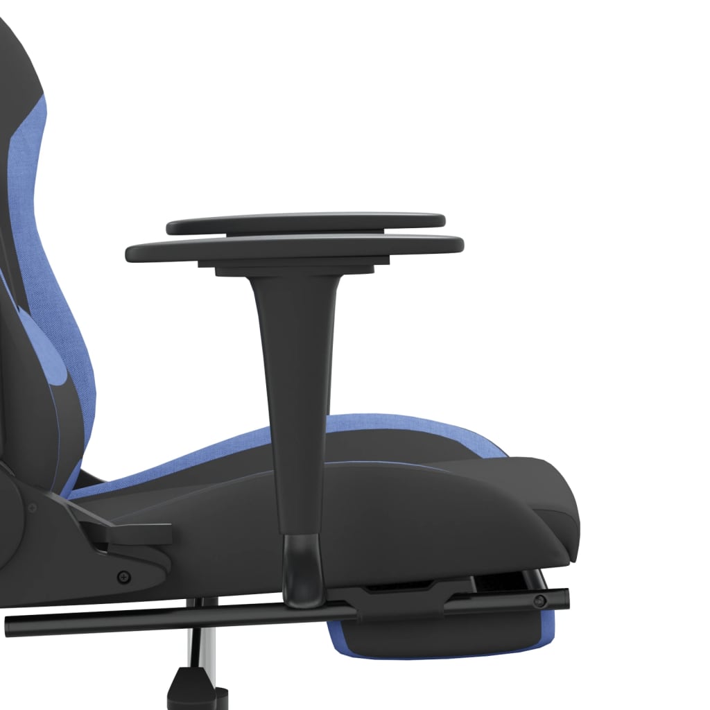 Chaise de jeu avec repose-pied Noir et bleu Tissu Chaises de jeux vidaXL   