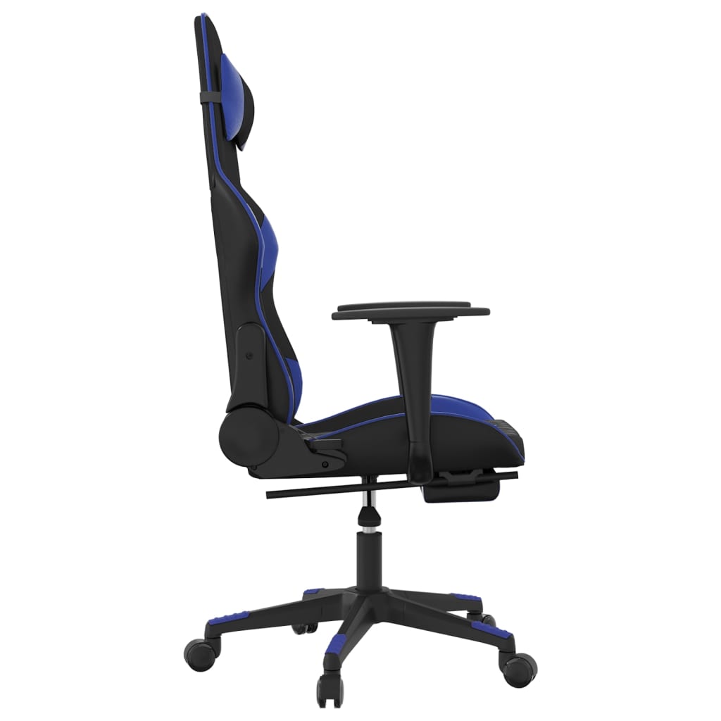 Chaise de jeu avec repose-pied Noir et bleu Similicuir Chaises de jeux vidaXL   