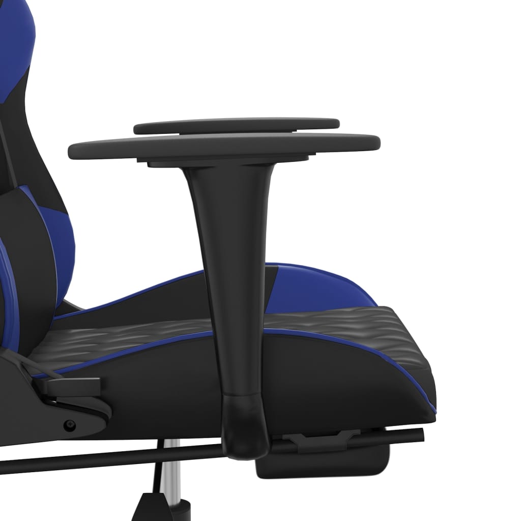 Chaise de jeu avec repose-pied Noir et bleu Similicuir Chaises de jeux vidaXL   