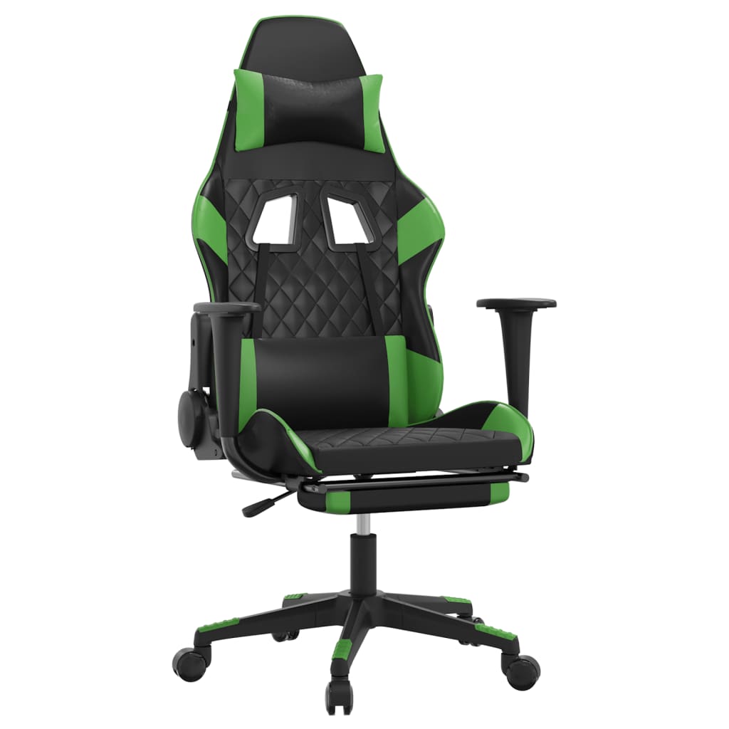 Chaise de jeu avec repose-pied Noir et vert Similicuir Chaises de jeux vidaXL   