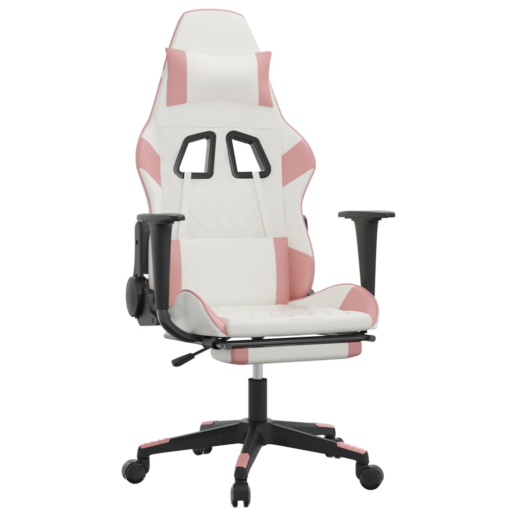 Chaise de jeu avec repose-pied Blanc et rose Similicuir Chaises de jeux vidaXL   