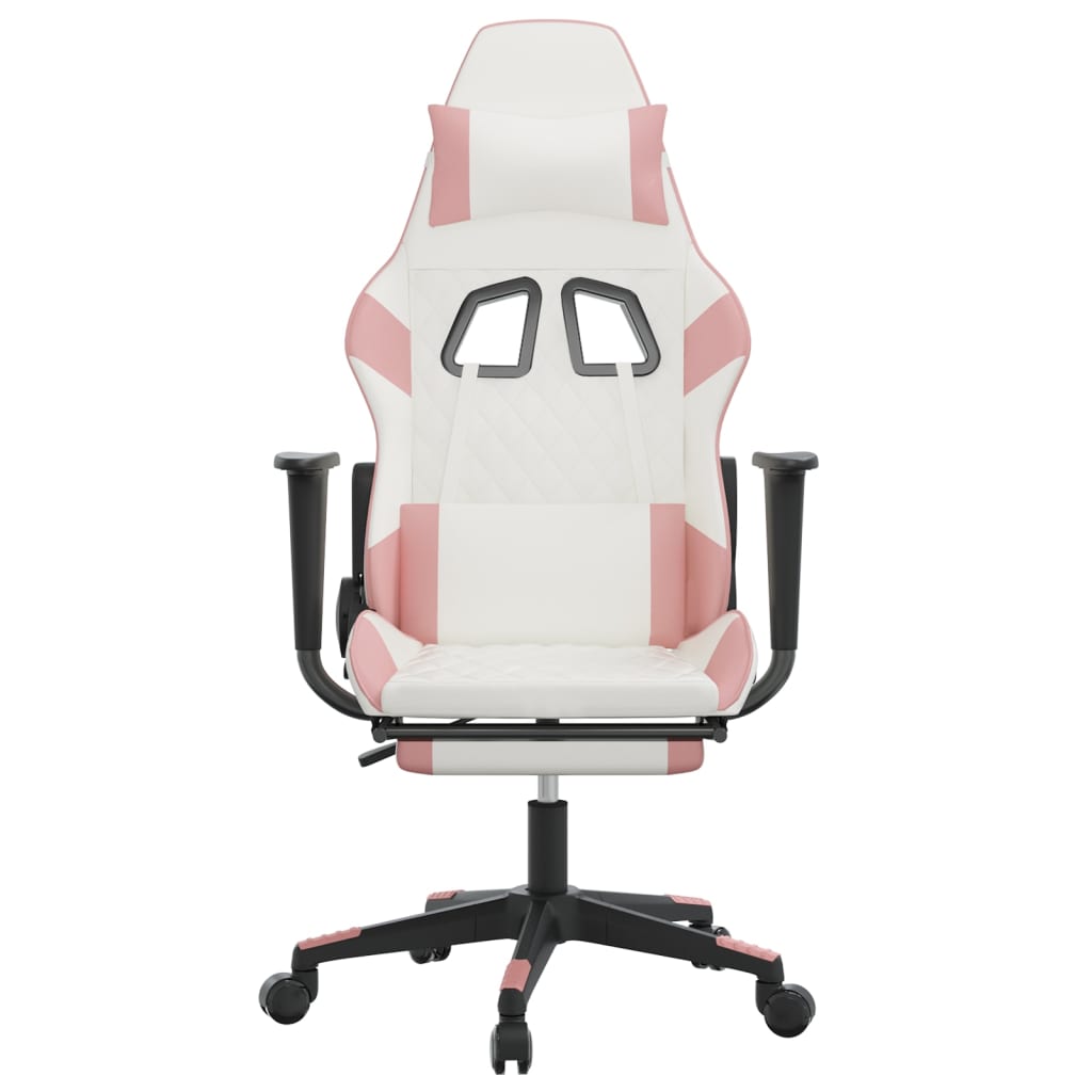 Chaise de jeu avec repose-pied Blanc et rose Similicuir Chaises de jeux vidaXL   