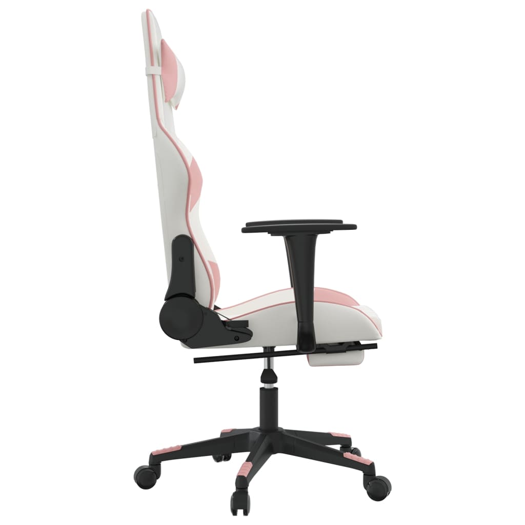 Chaise de jeu avec repose-pied Blanc et rose Similicuir Chaises de jeux vidaXL   