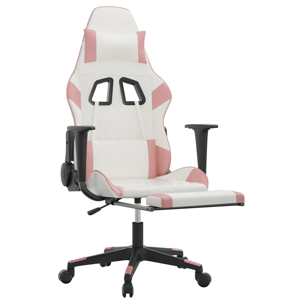 Chaise de jeu avec repose-pied Blanc et rose Similicuir Chaises de jeux vidaXL   