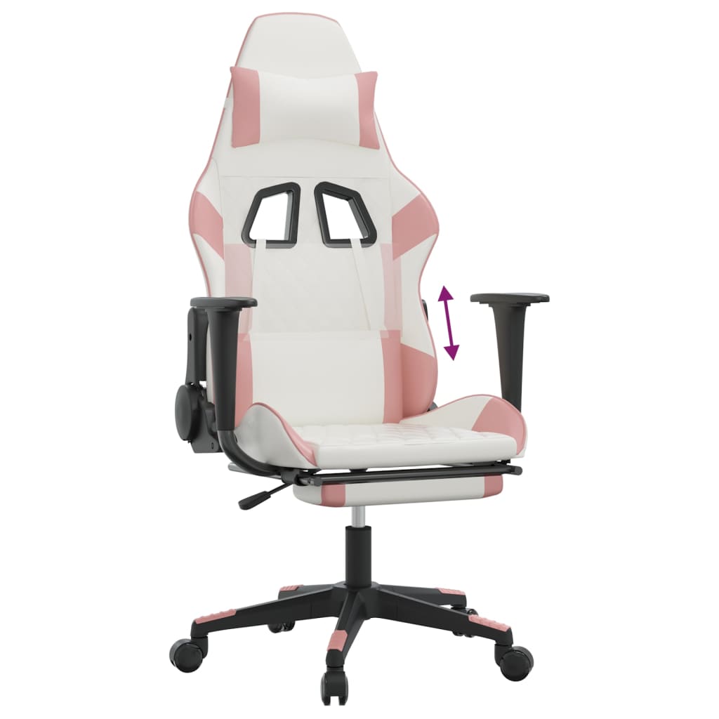 Chaise de jeu avec repose-pied Blanc et rose Similicuir Chaises de jeux vidaXL   