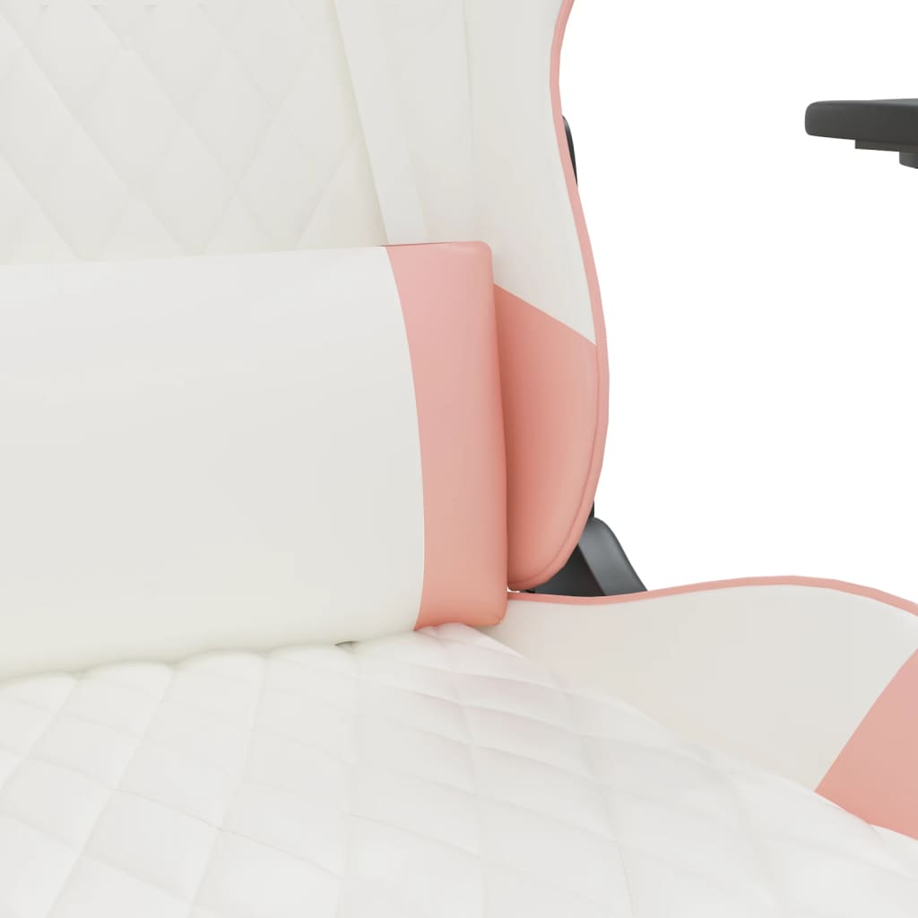 Chaise de jeu avec repose-pied Blanc et rose Similicuir Chaises de jeux vidaXL   