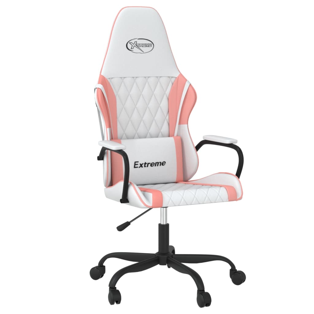 Chaise de jeu Blanc et rose Similicuir Chaises de jeux vidaXL   