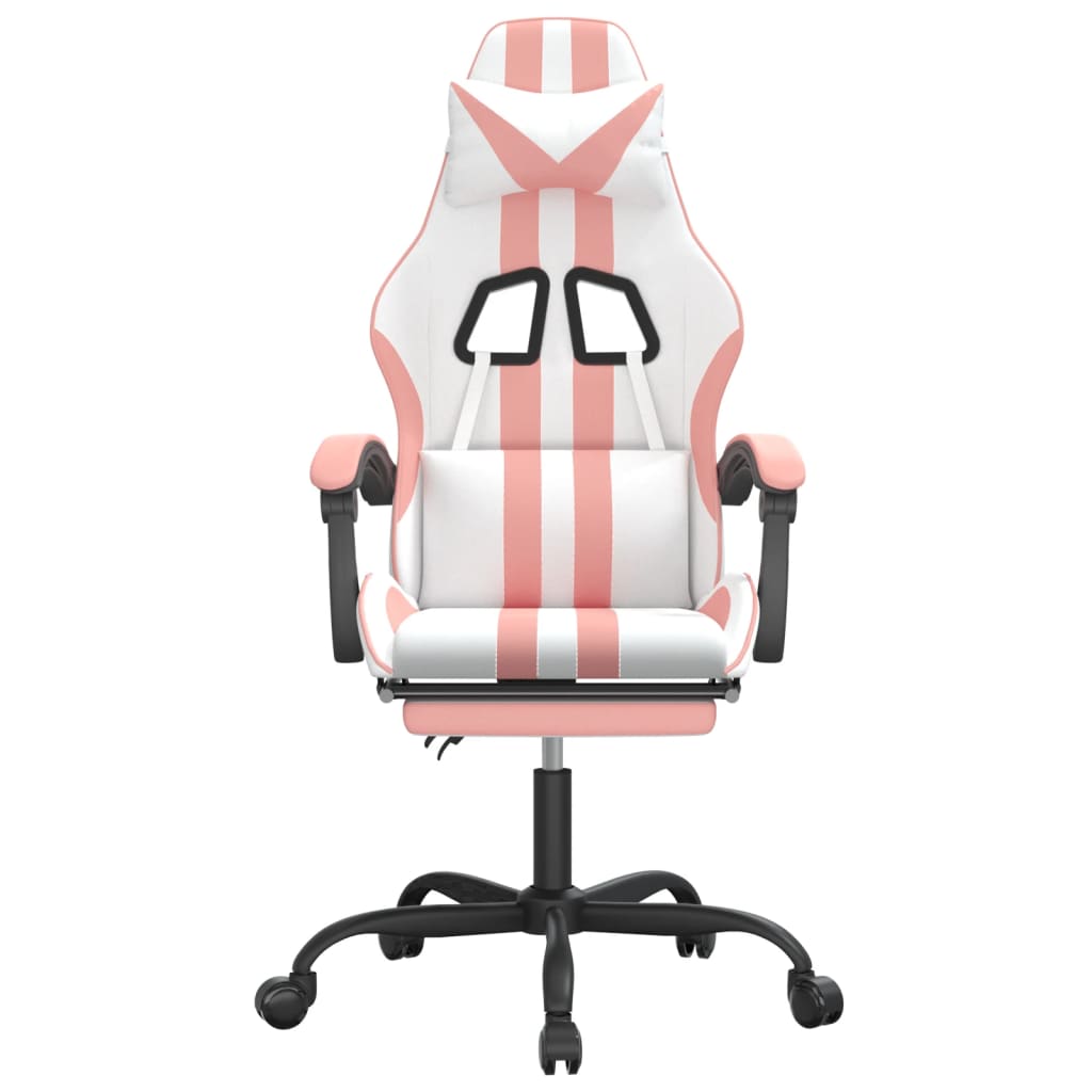 Chaise de jeu avec repose-pied Blanc et rose Similicuir Chaises de jeux vidaXL   