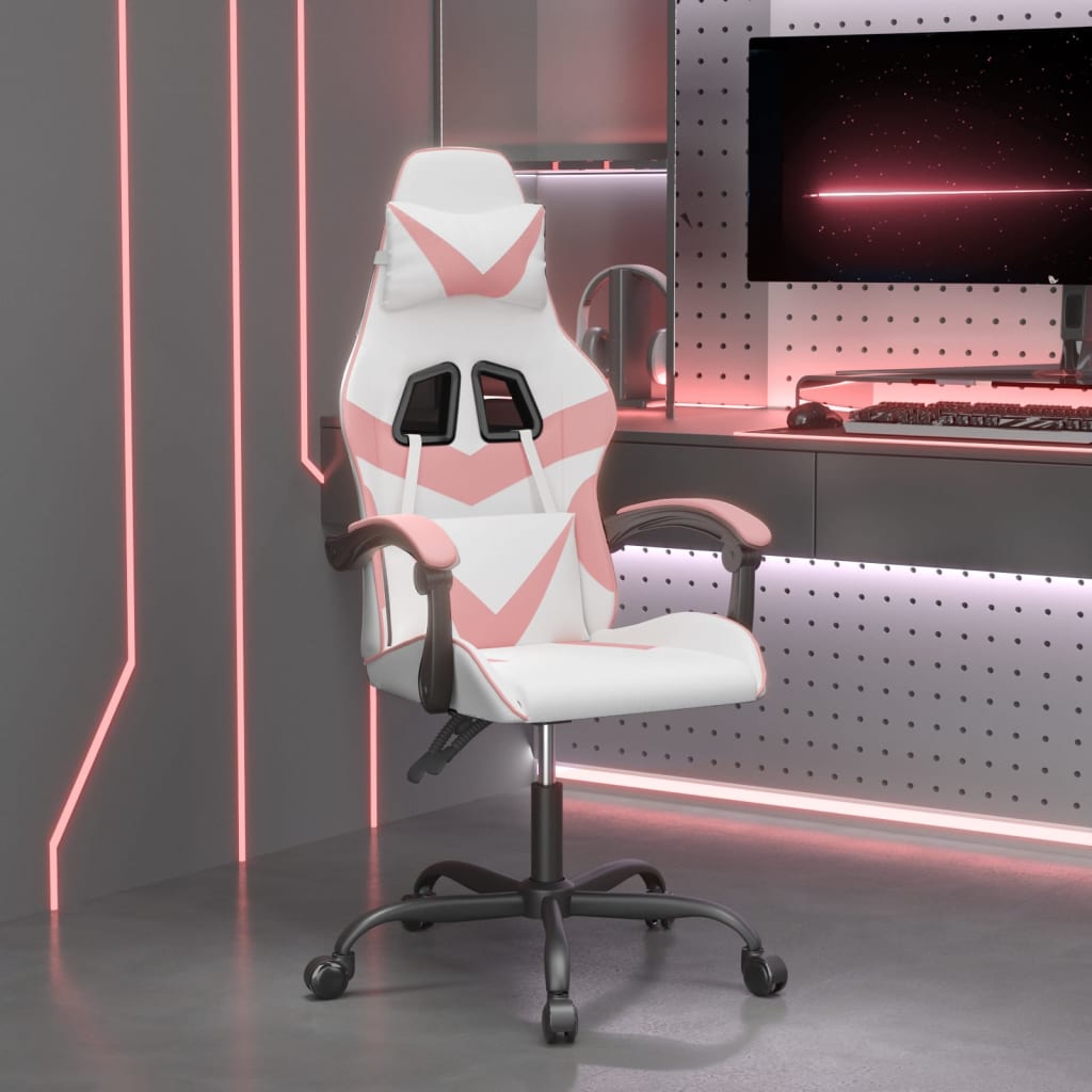 Chaise de jeu Blanc et rose Similicuir Chaises de jeux vidaXL   