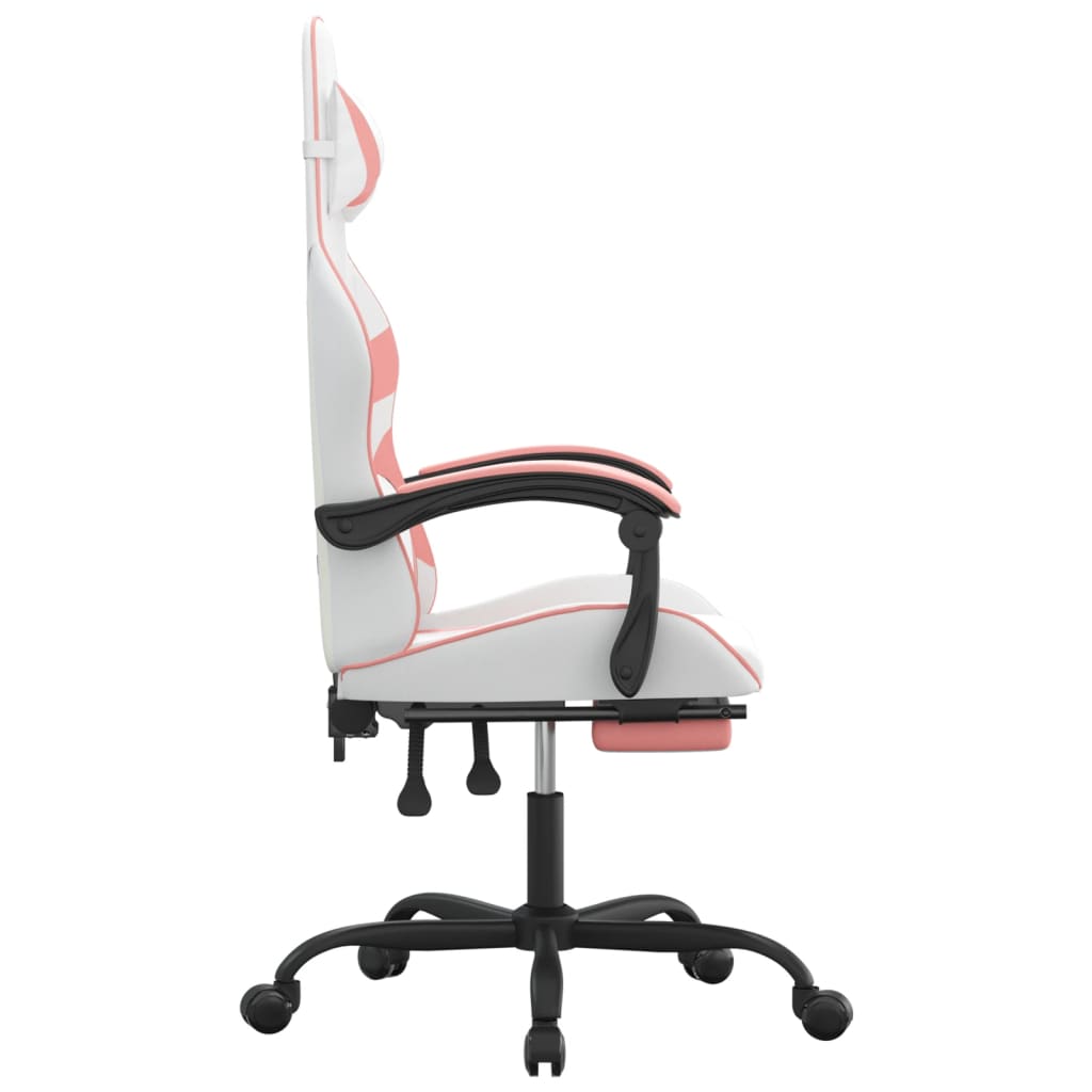 Chaise de jeu avec repose-pied Blanc et rose Similicuir Chaises de jeux vidaXL   