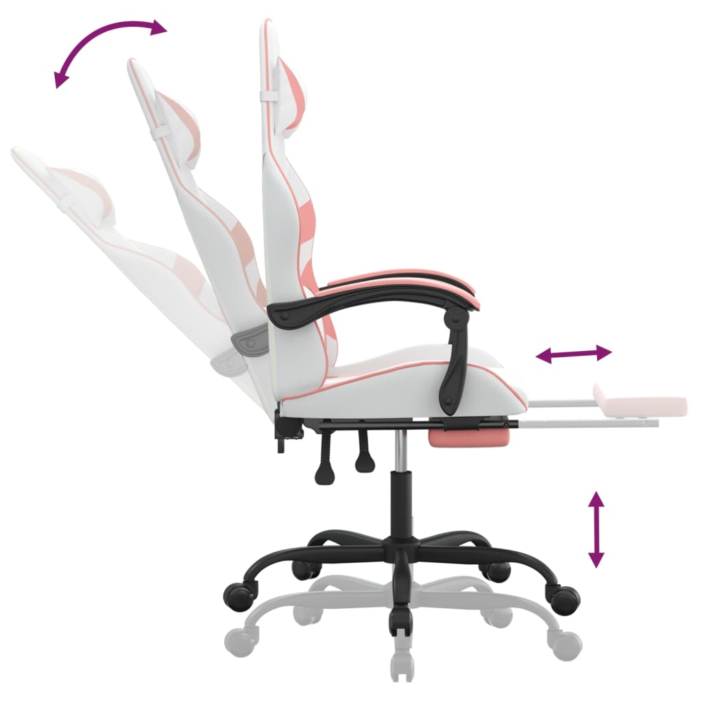 Chaise de jeu avec repose-pied Blanc et rose Similicuir Chaises de jeux vidaXL   