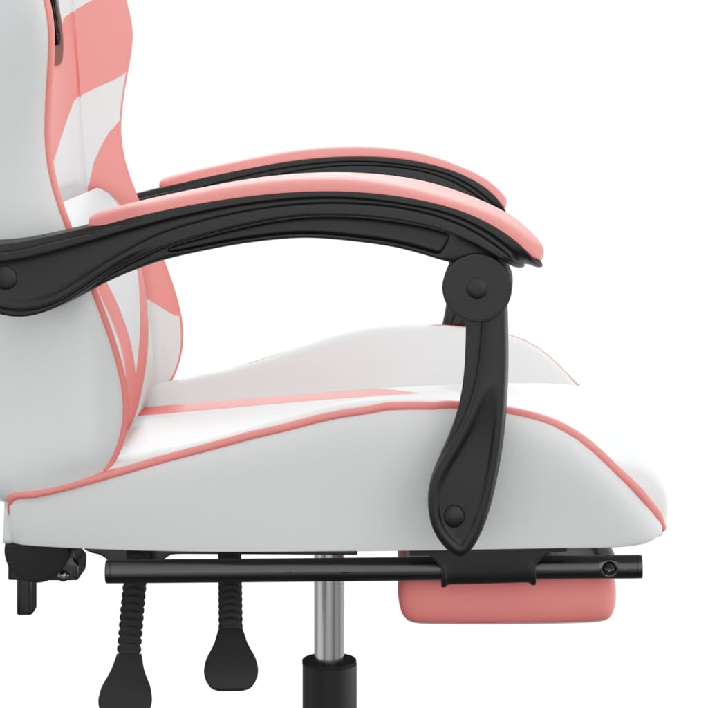 Chaise de jeu avec repose-pied Blanc et rose Similicuir Chaises de jeux vidaXL   