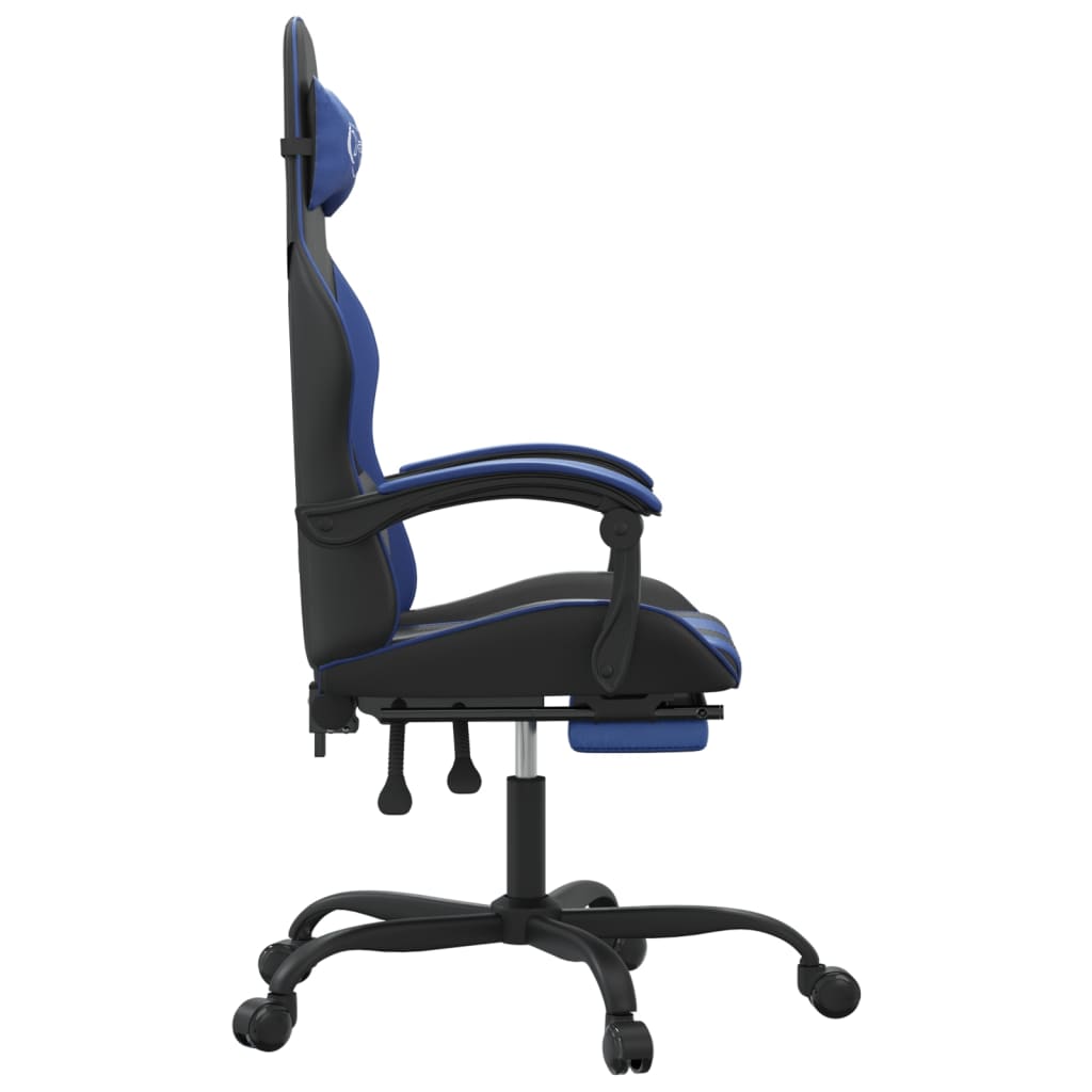 Chaise de jeu avec repose-pied Noir et bleu Similicuir Chaises de jeux vidaXL   