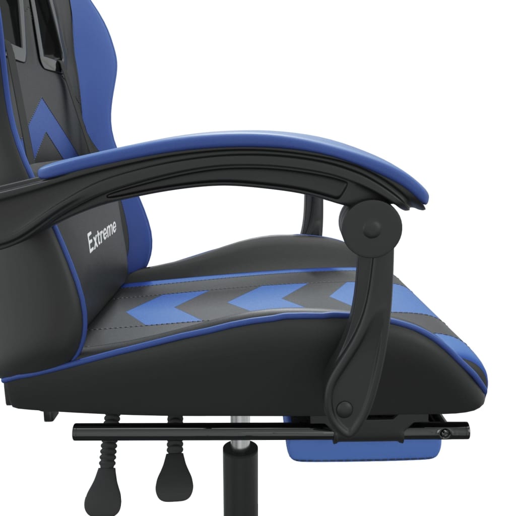 Chaise de jeu avec repose-pied Noir et bleu Similicuir Chaises de jeux vidaXL   