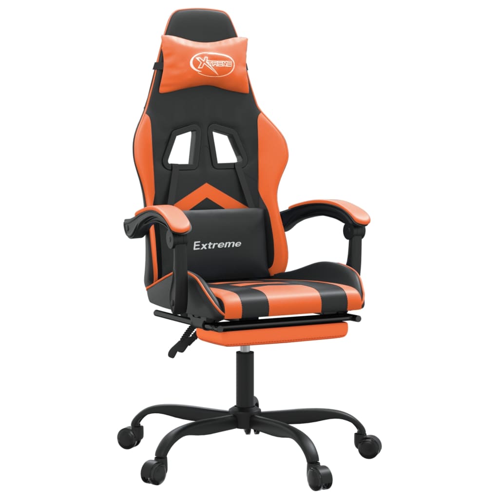 Chaise de jeu avec repose-pied Noir et orange Similicuir Chaises de jeux vidaXL   