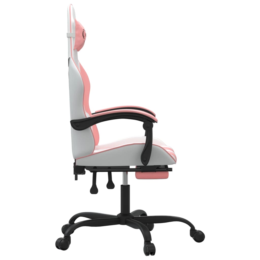 Chaise de jeu avec repose-pied Blanc et rose Similicuir Chaises de jeux vidaXL   