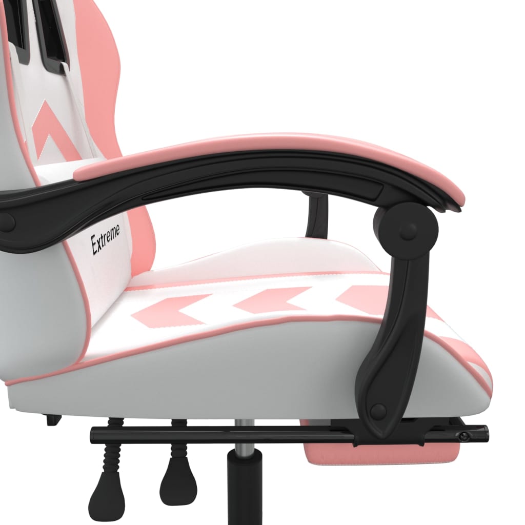 Chaise de jeu avec repose-pied Blanc et rose Similicuir Chaises de jeux vidaXL   