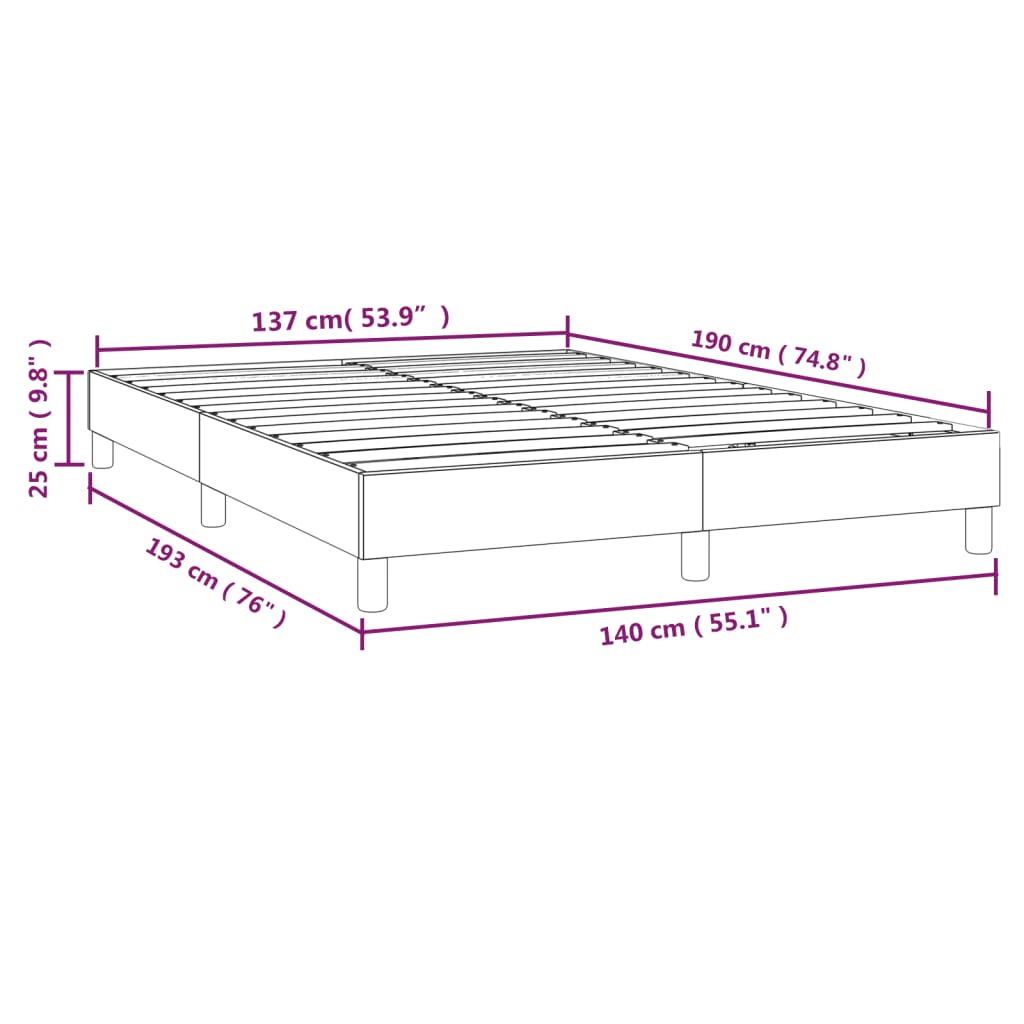 Cadre de lit Crème 140x190 cm Tissu Lits & cadres de lit vidaXL   