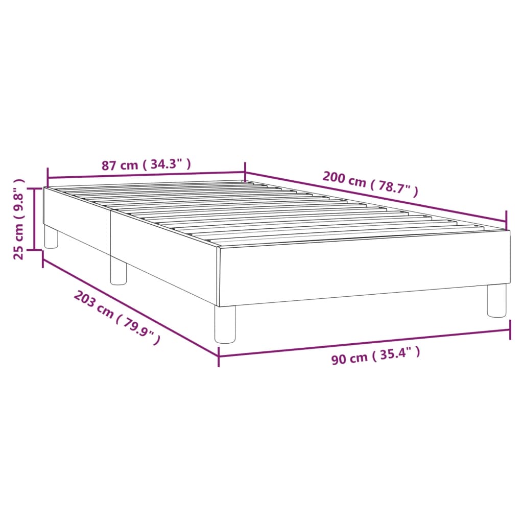 Cadre de lit Noir 90x200 cm Tissu Lits & cadres de lit vidaXL   