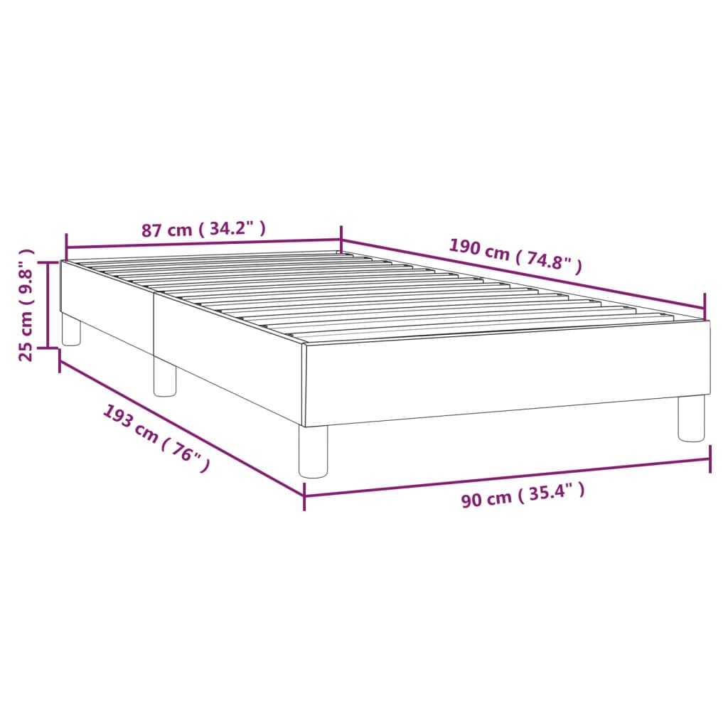 Cadre de lit Gris 90x190 cm Similicuir Lits & cadres de lit vidaXL   