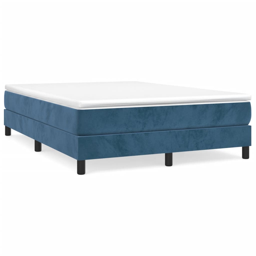 Cadre de lit Bleu foncé 140x190 cm Velours Lits & cadres de lit vidaXL   