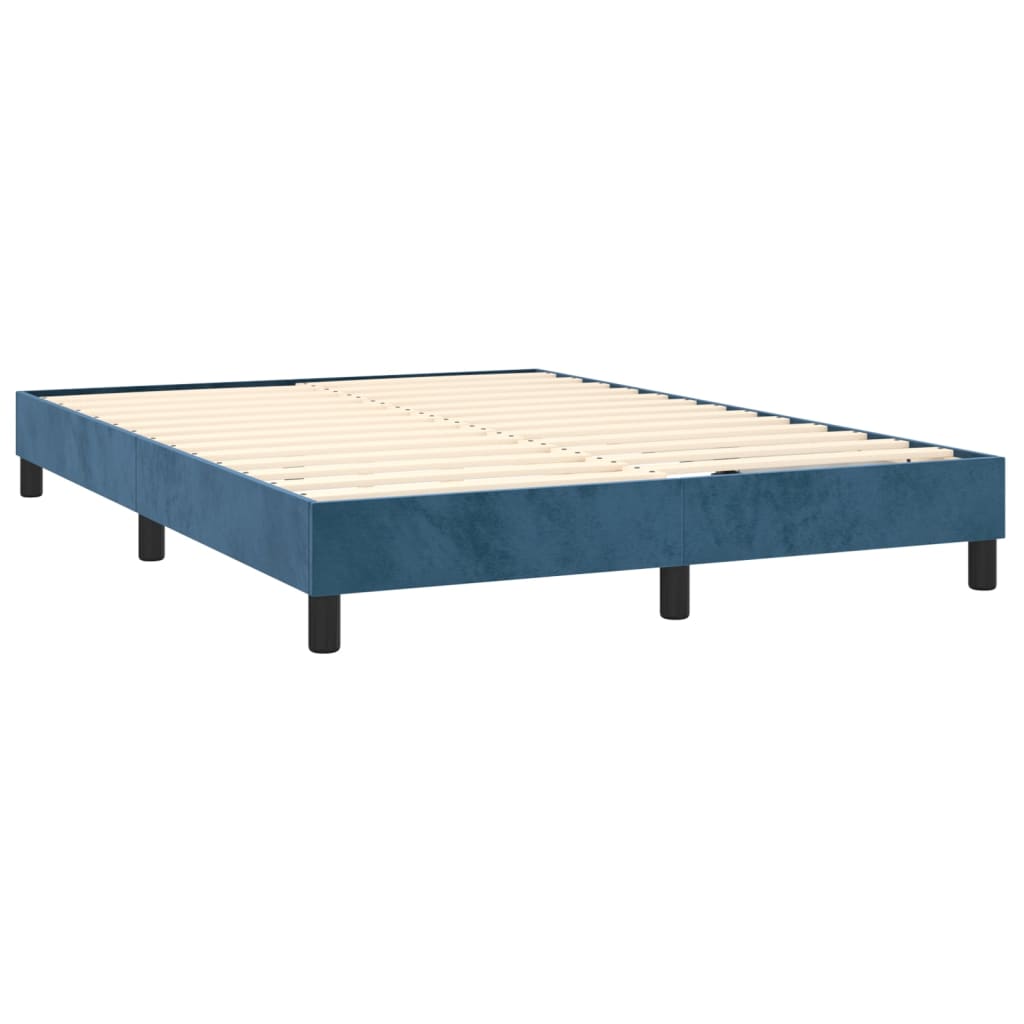 Cadre de lit Bleu foncé 140x190 cm Velours Lits & cadres de lit vidaXL   