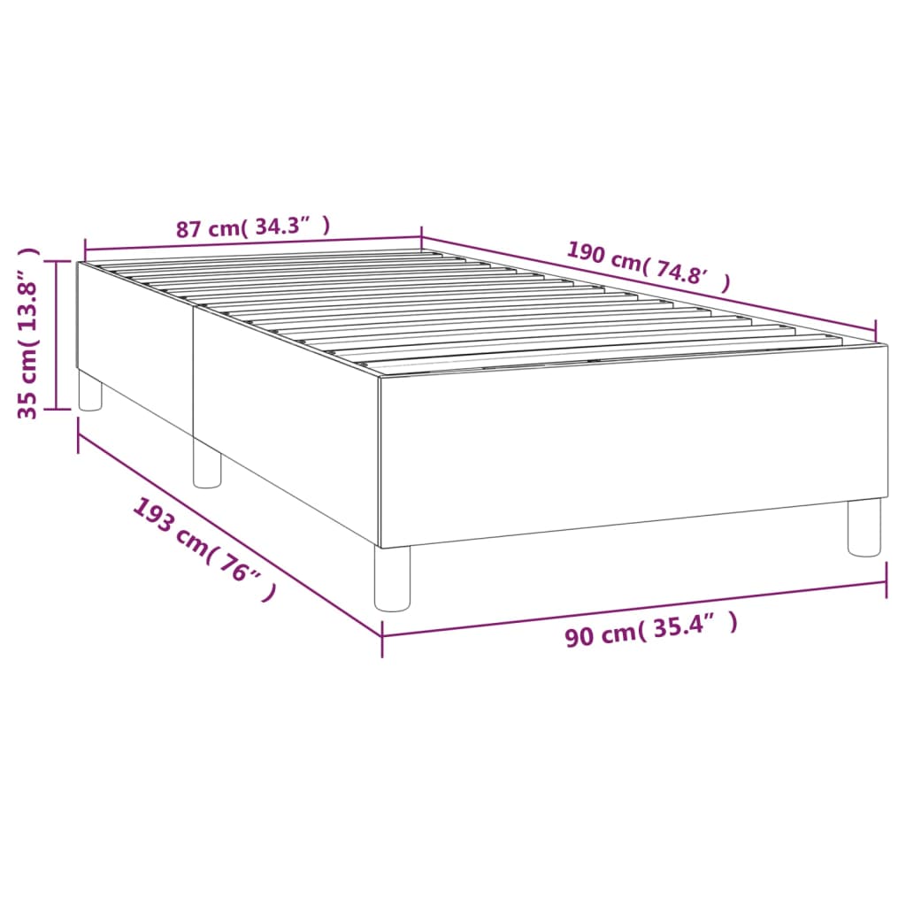 Cadre de lit Gris clair 90x190 cm Tissu Lits & cadres de lit vidaXL   