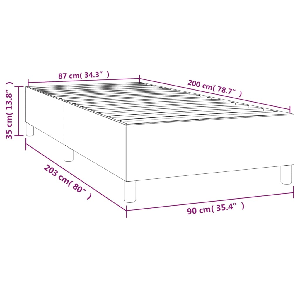 Cadre de lit Crème 90 x 200 cm Tissu Lits & cadres de lit vidaXL   