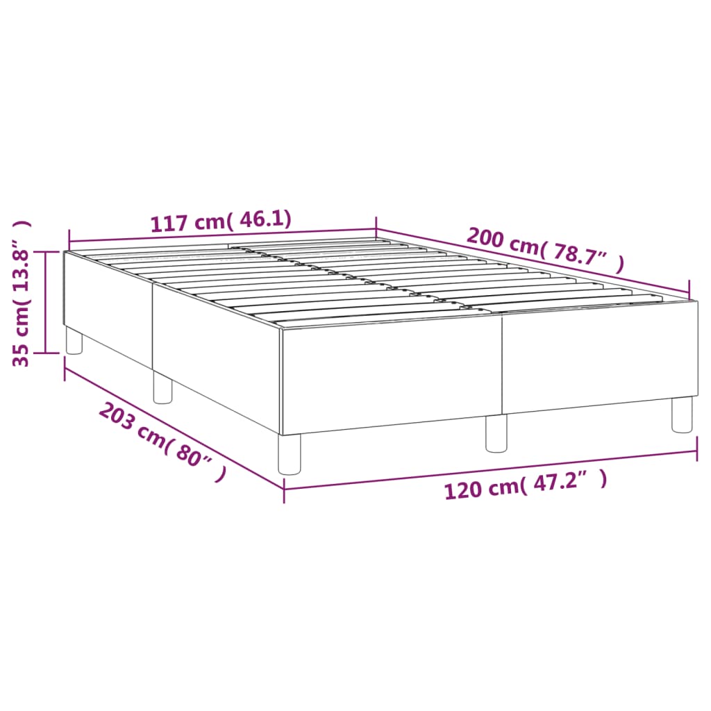 Cadre de lit Gris 120x200 cm Similicuir Lits & cadres de lit vidaXL   