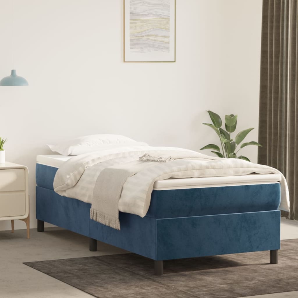 Cadre de lit Bleu foncé 90x190 cm Velours Lits & cadres de lit vidaXL   