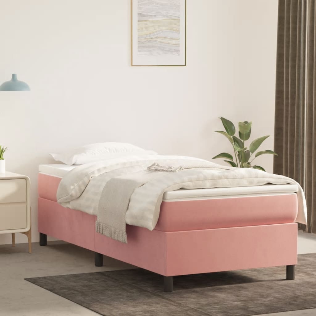 Cadre de lit Rose 90x190 cm Velours Lits & cadres de lit vidaXL   