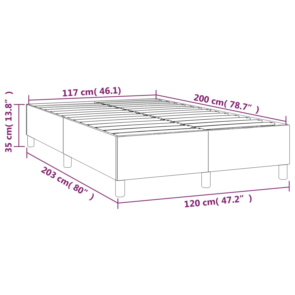 Cadre de lit Gris foncé 120x200 cm Velours Lits & cadres de lit vidaXL   