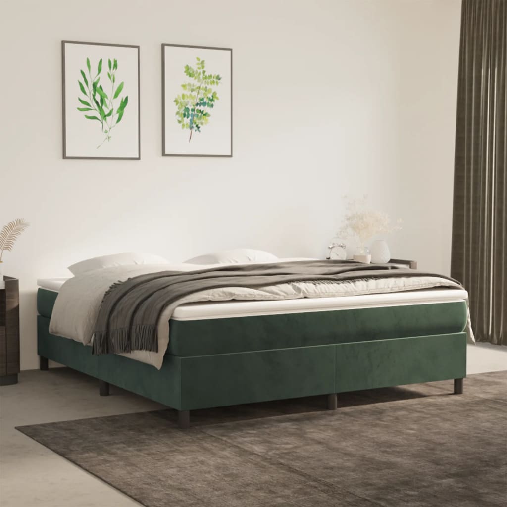 Cadre de lit Vert foncé 160x200 cm Velours Lits & cadres de lit vidaXL   