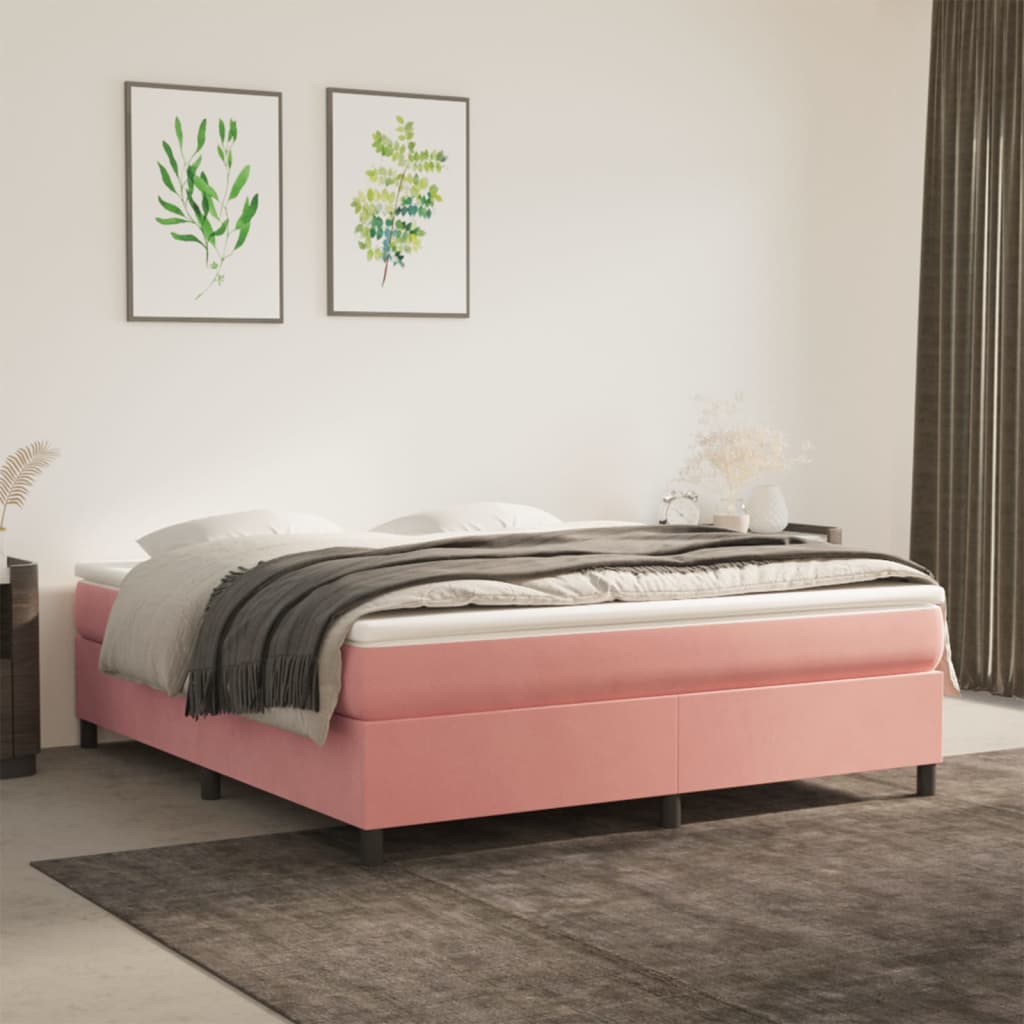 Cadre de lit Rose 160x200 cm Velours Lits & cadres de lit vidaXL   