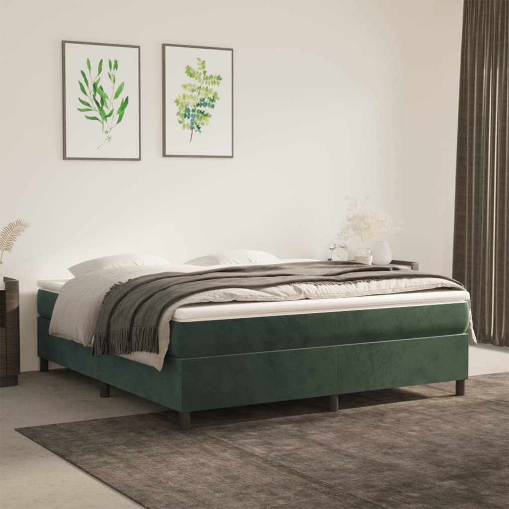 Cadre de lit Vert foncé 180x200 cm Velours Lits & cadres de lit vidaXL   