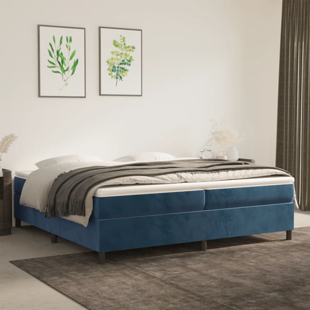 Cadre de lit Bleu foncé 200x200 cm Velours Lits & cadres de lit vidaXL   