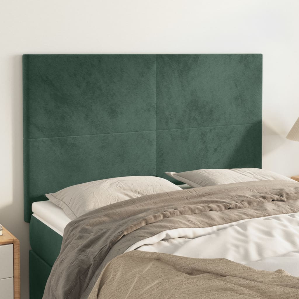 Têtes de lit 4 pcs Vert foncé 72x5x78/88 cm Velours Têtes et pieds de lit vidaXL