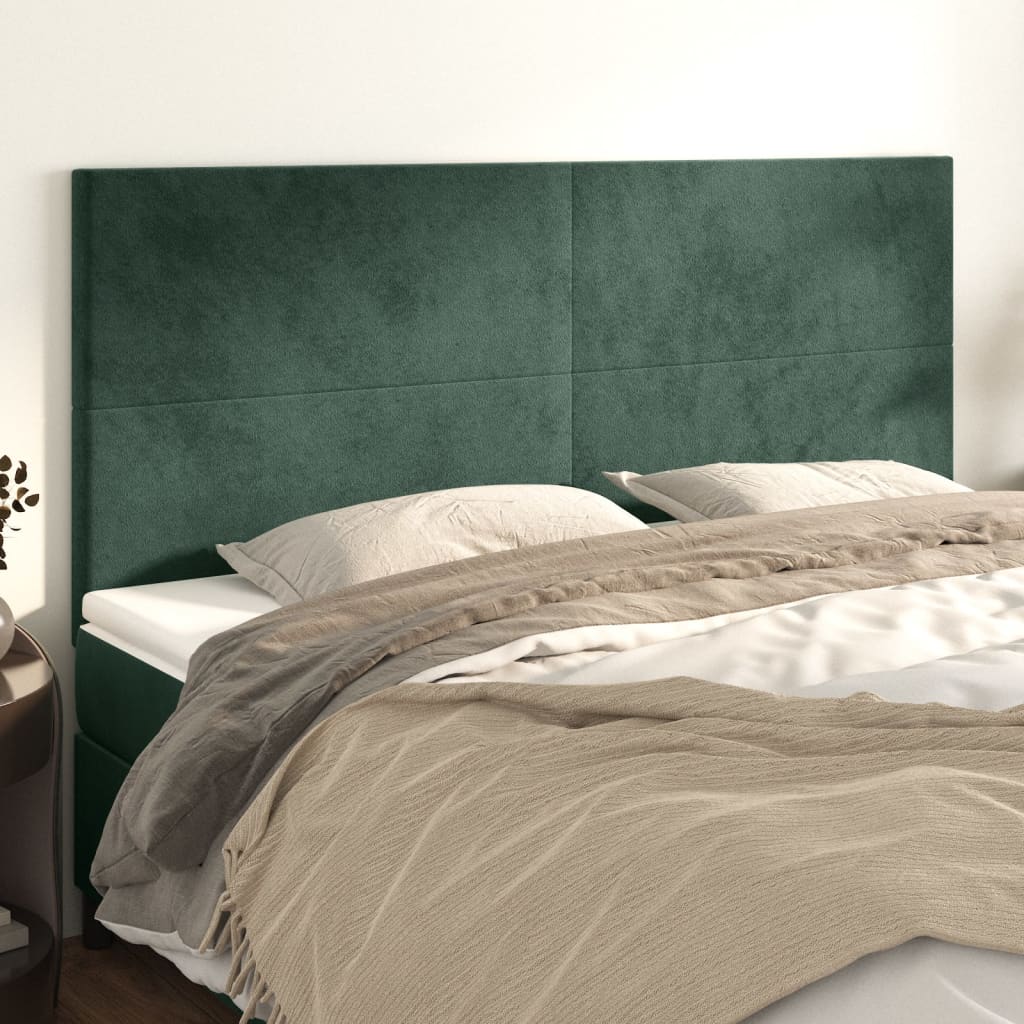 Têtes de lit 4 pcs Vert foncé 90x5x78/88 cm Velours Têtes et pieds de lit vidaXL   