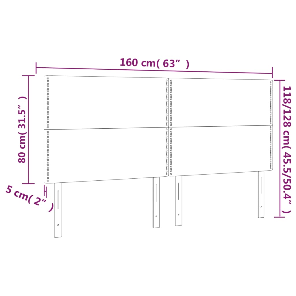 Têtes de lit 4 pcs Gris foncé 80x5x78/88 cm Tissu Têtes et pieds de lit vidaXL   