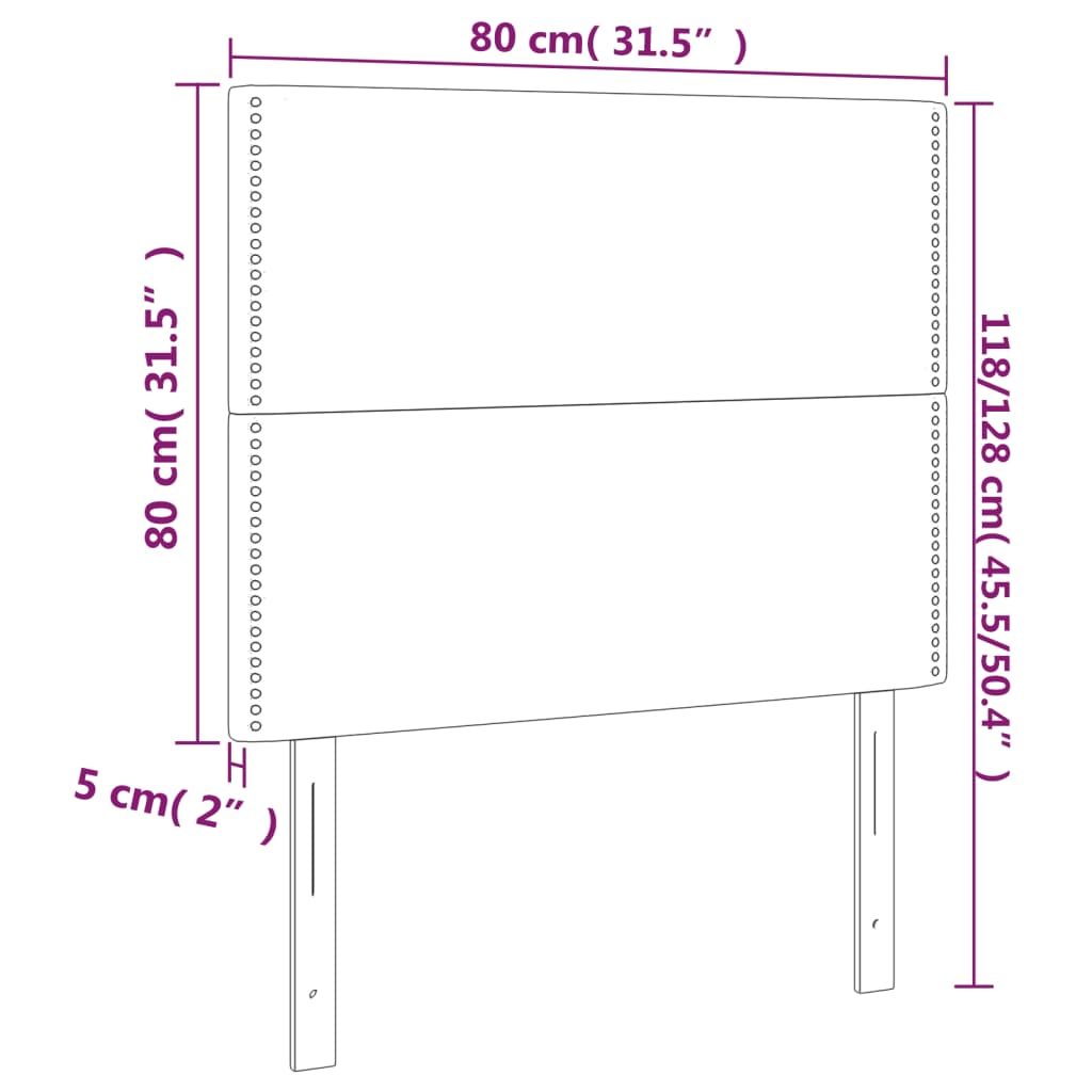 Têtes de lit 2 pcs Gris foncé 80x5x78/88 cm Velours Têtes et pieds de lit vidaXL   