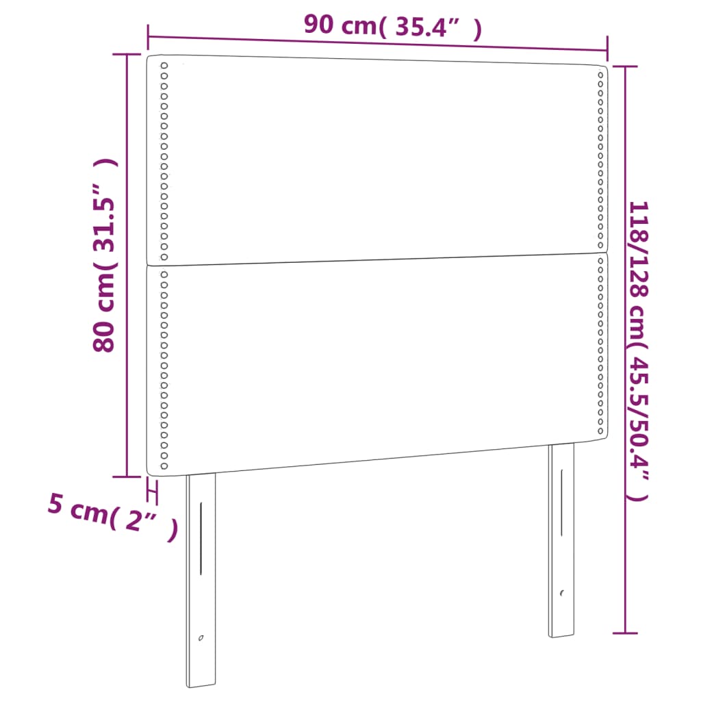 Têtes de lit 2 pcs Noir 90x5x78/88 cm Velours Têtes et pieds de lit vidaXL   