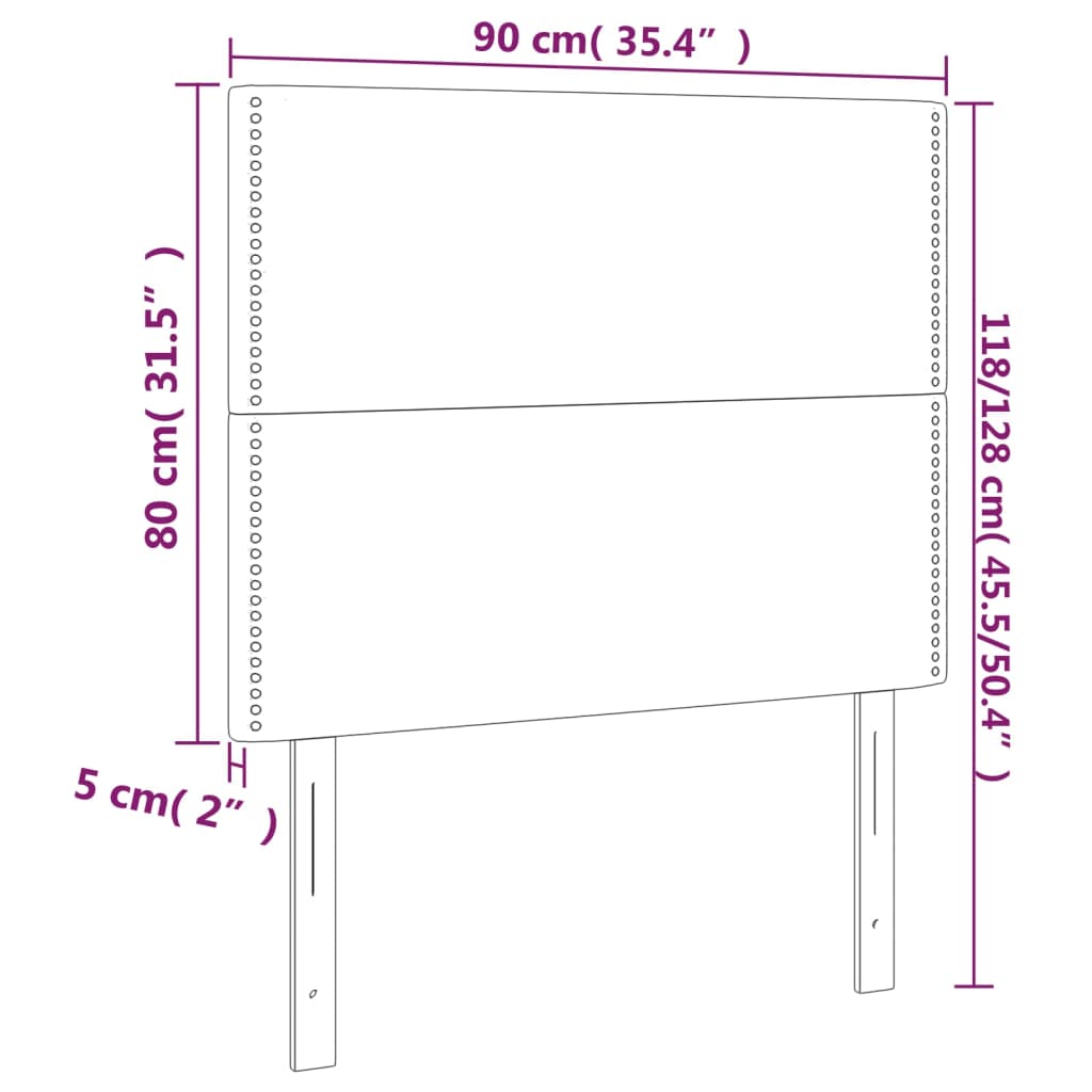 Têtes de lit 2 pcs Bleu foncé 90x5x78/88 cm Velours Têtes et pieds de lit vidaXL   