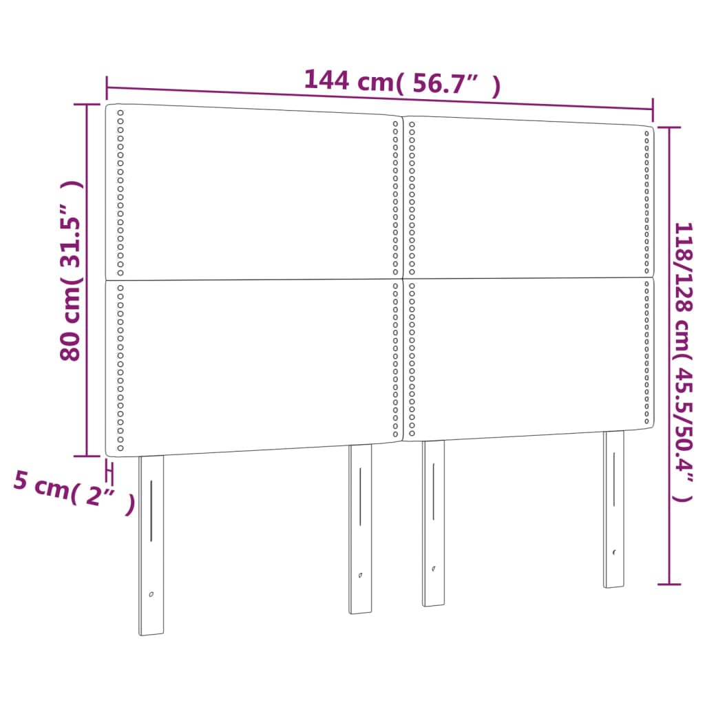 Têtes de lit 4 pcs Noir 72x5x78/88 cm Velours Têtes et pieds de lit vidaXL   