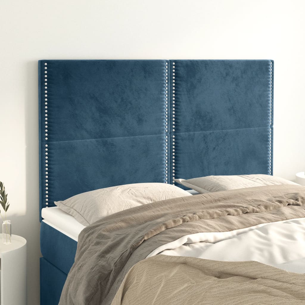 Têtes de lit 4 pcs Bleu foncé 72x5x78/88 cm Velours Têtes et pieds de lit vidaXL   