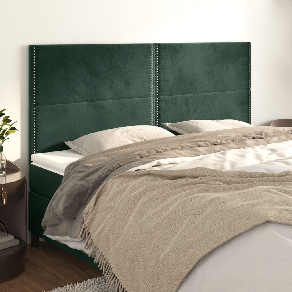 Têtes de lit 4 pcs Vert foncé 80x5x78/88 cm Velours Têtes et pieds de lit vidaXL   