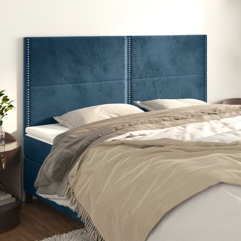 Têtes de lit 4 pcs Bleu foncé 80x5x78/88 cm Velours Têtes et pieds de lit vidaXL   