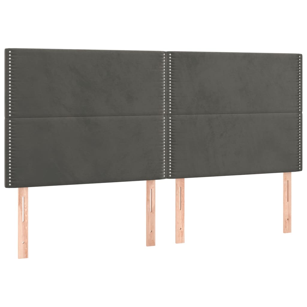 Têtes de lit 4 pcs Gris foncé 90x5x78/88 cm Velours Têtes et pieds de lit vidaXL   