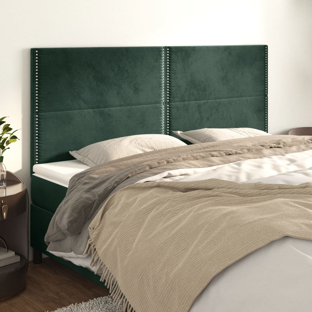 Têtes de lit 4 pcs Vert foncé 90x5x78/88 cm Velours Têtes et pieds de lit vidaXL   