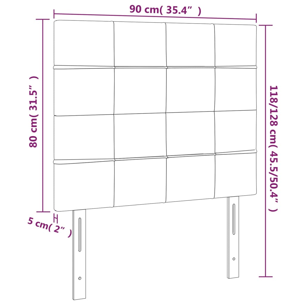 Têtes de lit 2 pcs Gris foncé 90x5x78/88 cm Tissu Têtes et pieds de lit vidaXL   